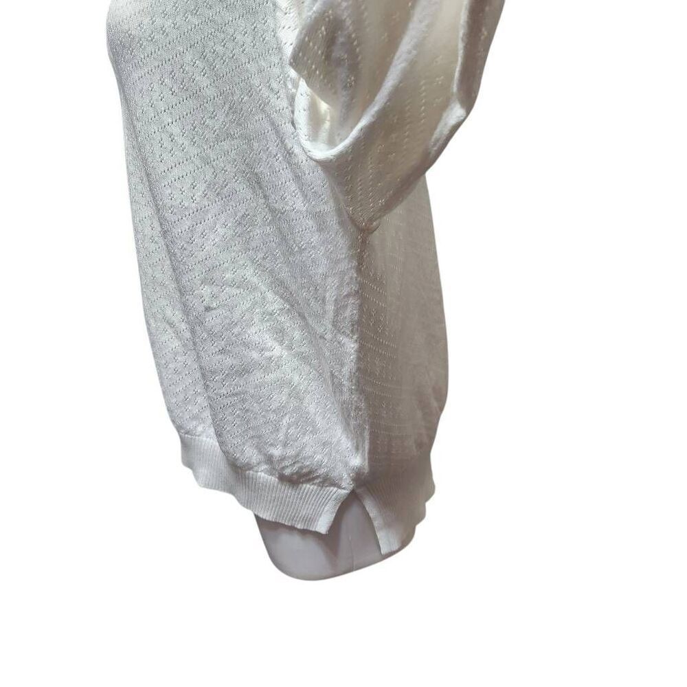 89th &‎ Madison sweater white eyelet perforated lightweight v neck 1X - Picture 3 of 8